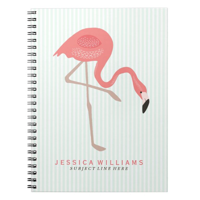 Niedliche rosa Flamingos-Illustration mit Minzstre Notizblock (Vorderseite)