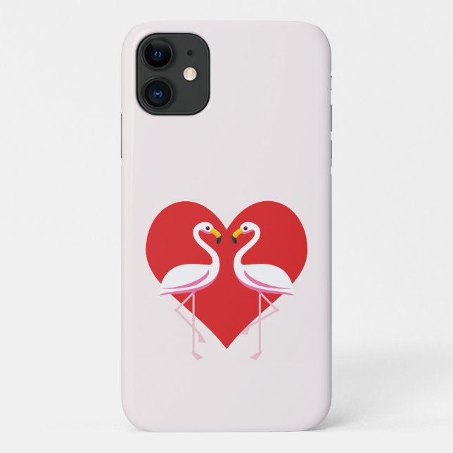 Niedliche Rosa Flamingos mit rotem Herzen Case-Mate iPhone Hülle (Rückseite)