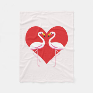 Niedliche Rosa Flamingos mit rotem Herzen Fleecedecke