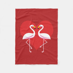 Niedliche Rosa Flamingos mit rotem Herzen Fleecedecke
