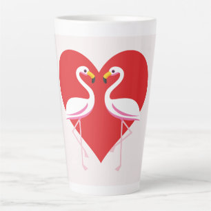Niedliche Rosa Flamingos mit rotem Herzen Milchtasse