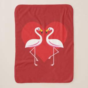 Niedliche Rosa Flamingos mit rotem Herzen Sherpadecke