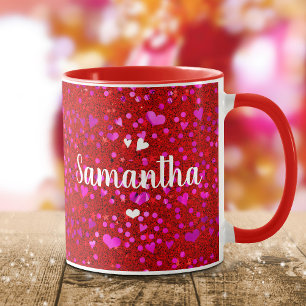 Niedliche Rosa Folienkeile Glitzer Monogramm Namen Tasse