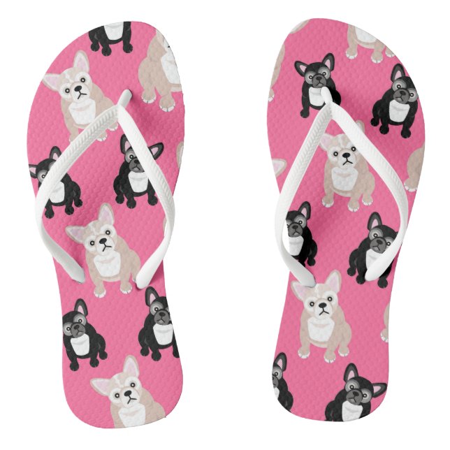 Niedliche rosa Frenchies-französische Bulldoggen Flip Flops (Fußbett)