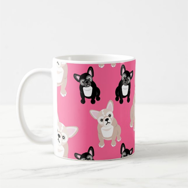 Niedliche rosa Frenchies-französische Bulldoggen Kaffeetasse (Links)