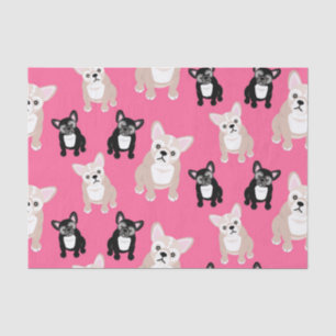 Niedliche rosa Frenchies-französische Bulldoggen Seidenpapier