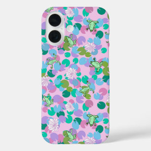 Niedliche Rosa Froschkunst mit Wasserlilien mädche iPhone 16 Hülle