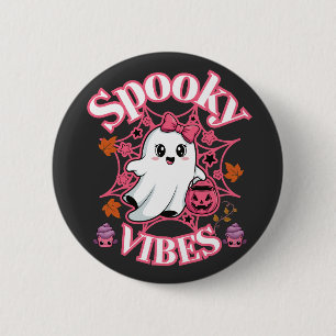 Niedliche Rosa Geist Spooky Vibes Art Button