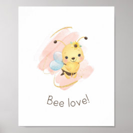 Niedliche Rosa/Gelbe Biene Liebe! Kinderzimmer Pos Poster