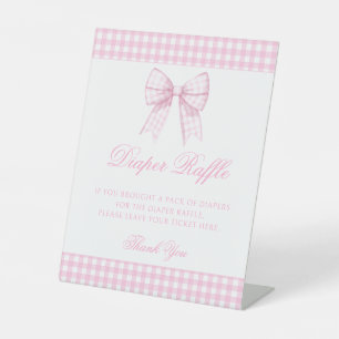 Niedliche Rosa Gingham-Bogen-Kindermädchen-Windelr Sockelschild