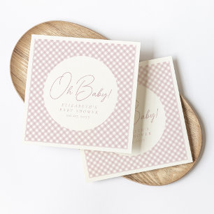 Niedliche Rosa Gingham personalisierte Mädchentrep Serviette