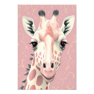 Niedliche Rosa Giraffe Fotodruck