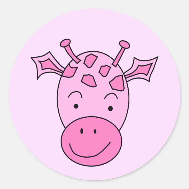 Niedliche Rosa Giraffe. Runder Aufkleber (Vorderseite)
