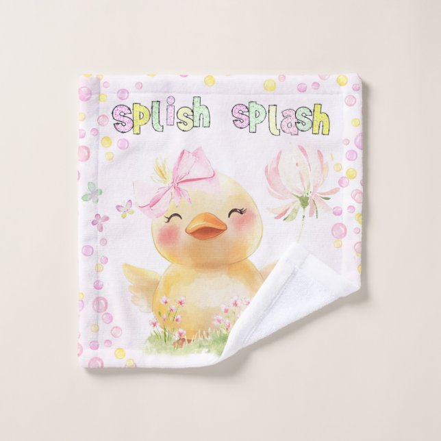 Niedliche Rosa Girl Rubber Duck Waschlappen (Waschlappen)