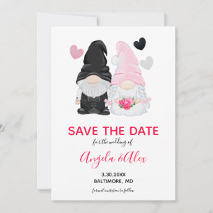 Niedliche Rosa-Gnome-Hochzeit Save The Date
