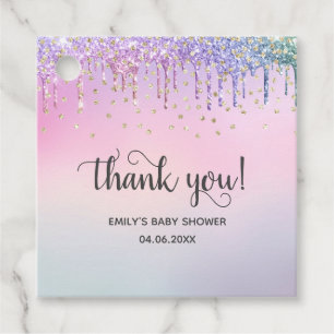 Niedliche Rosa & Gold Rainbow Glitzer Tropfen Kind Geschenkanhänger