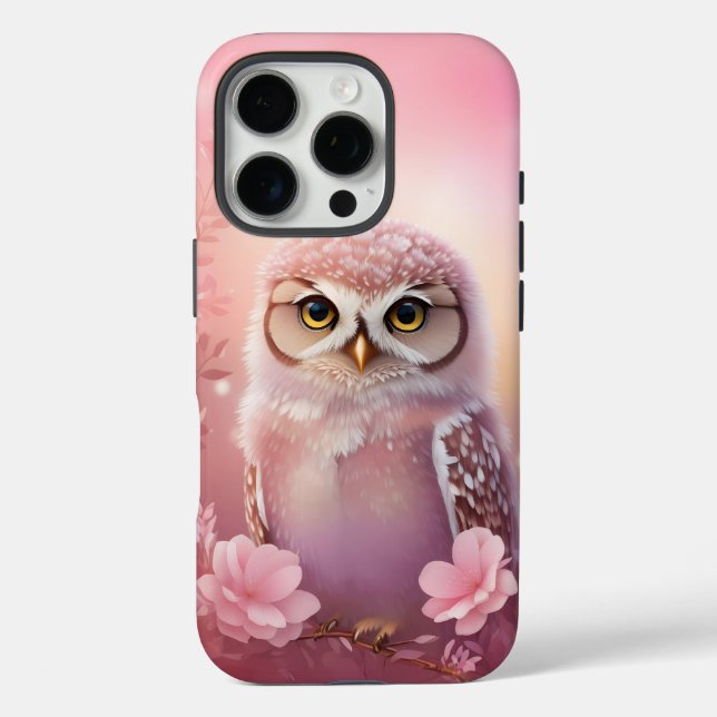Niedliche, rosa, grasende Eule Case-Mate iPhone Hülle (Rückseite)