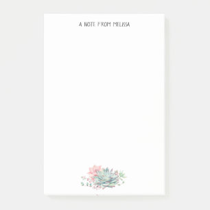 Niedliche rosa grüne Sukkulente, die nicht nachhe Post-it Klebezettel