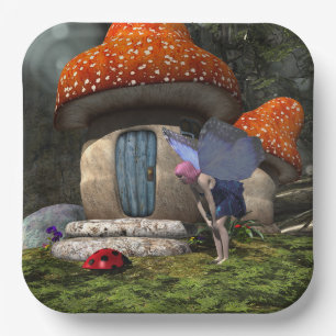 Niedliche Rosa-Haar-Fairy trifft Ladybug Pappteller