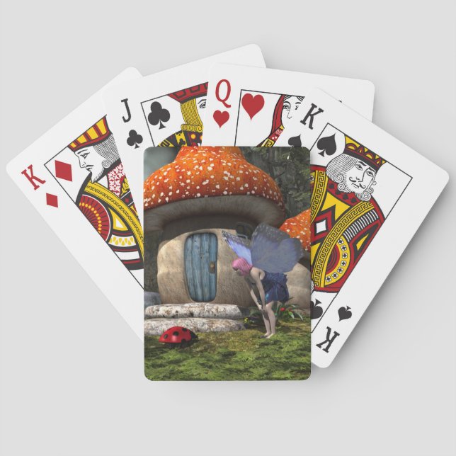 Niedliche Rosa-Haar-Fairy trifft Ladybug Spielkarten (Rückseite)