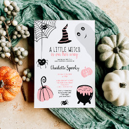 Niedliche Rosa Halloween-Illustrationen Mädchen-Du Einladung