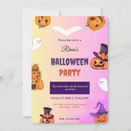 Niedliche Rosa Halloween-Party Einladung