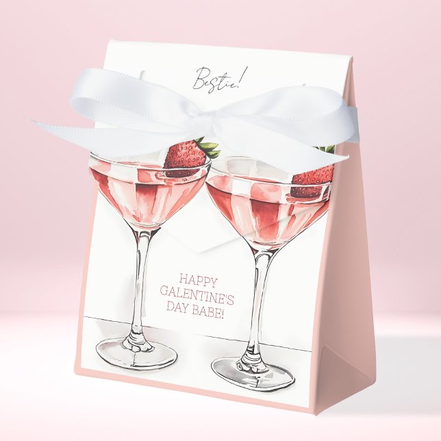Niedliche Rosa-Happy-Galentinstag Erdbeeren BESTE  Geschenkschachtel (Cute Pink Happy Galentine's Day Strawberries BFF Favor Boxes)