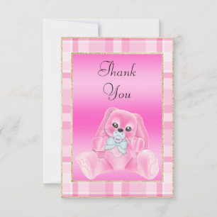 Niedliche rosa Häschen-Baby-Dusche danken Ihnen Dankeskarte