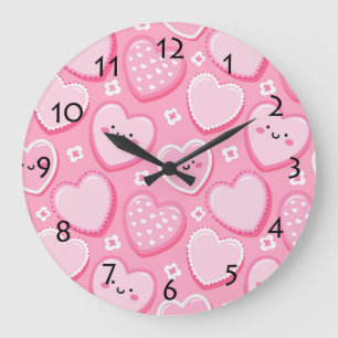 Niedliche Rosa Herz Girl Room Decke Große Wanduhr