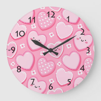 Niedliche Rosa Herz Girl Room Decke Große Wanduhr