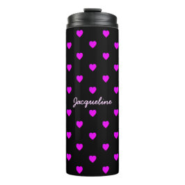 Niedliche rosa Herzen auf BLACK Thermosbecher