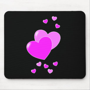 Niedliche rosa Herzen auf schwarz-niedlichem Mouse Mousepad