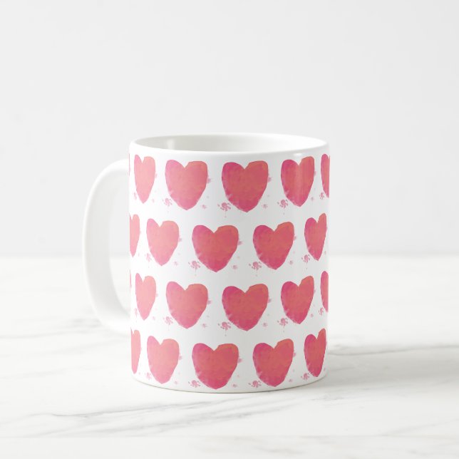 Niedliche rosa Herzen Kaffeetasse (Vorderseite Links)
