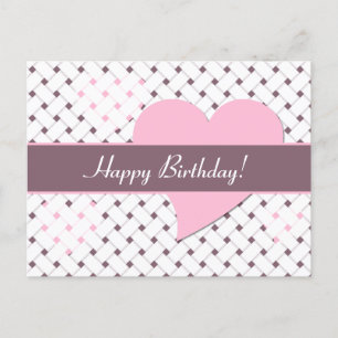 Niedliche rosa Herzen, Lavendel & White Weave Gebu Postkarte