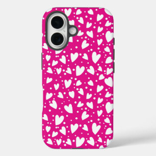 Niedliche rosa Herzen nahtloses Muster iPhone 16 Hülle