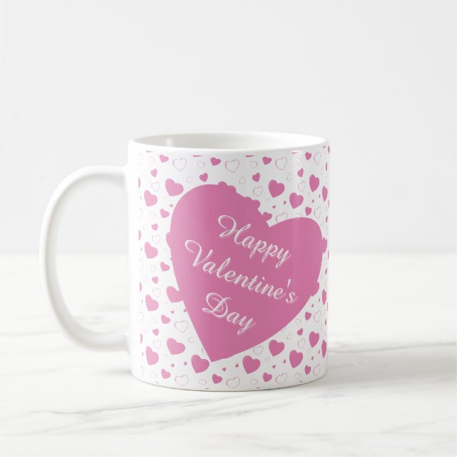 Niedliche rosa Herzen romantisches Muster Kaffeetasse (Links)