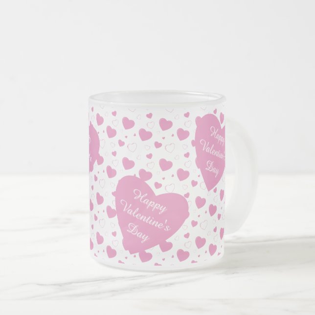 Niedliche rosa Herzen romantisches Muster Mattglastasse (VorderseiteRechts)