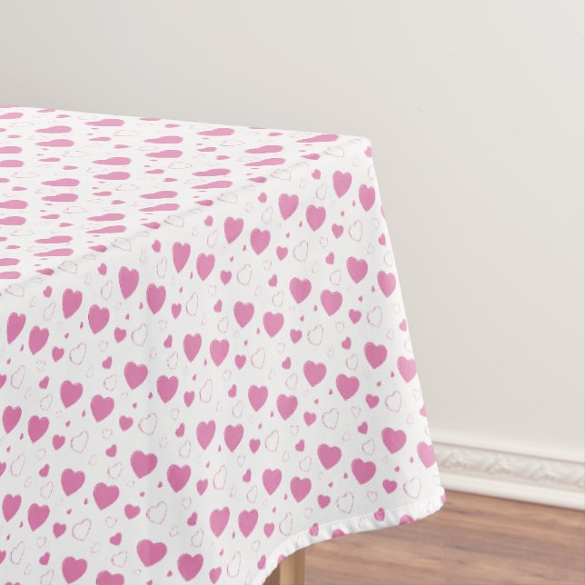 Niedliche rosa Herzen romantisches Muster Tischdecke (Beispiel)