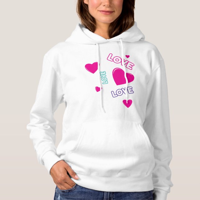 Niedliche rosa Herzen und Liebe - romantisches Des Hoodie (Vorderseite)