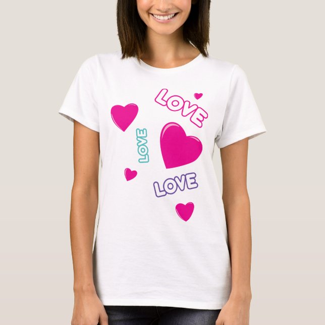 Niedliche rosa Herzen und Liebe - romantisches Des T-Shirt (Vorderseite)