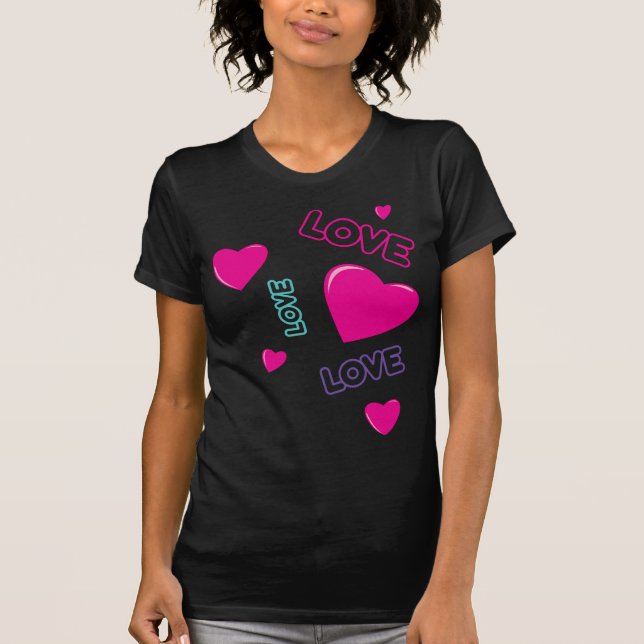Niedliche rosa Herzen und Liebe - romantisches Des T-Shirt (Vorderseite)