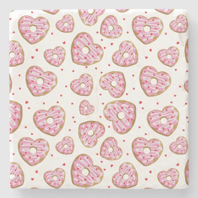 Niedliche rosa Herzkekse Steinuntersetzer (Vorderseite)
