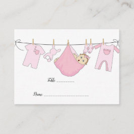 Niedliche Rosa Illustration Kinderdusche Flachbild Platzkarte