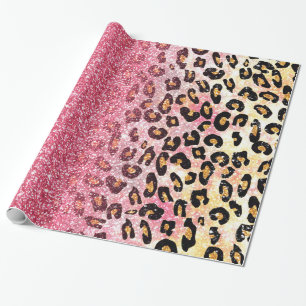 Niedliche rosa Imitate Glitzer Leopardin Geschenkpapier