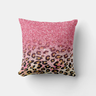 Niedliche rosa Imitate Glitzer Leopardin Kissen