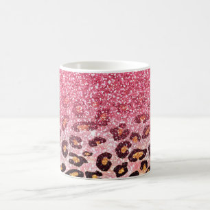 Niedliche rosa Imitate Glitzer Leopardin Tasse