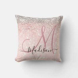 Niedliche Rosa Imitate Glitzer Monogramm Kissen