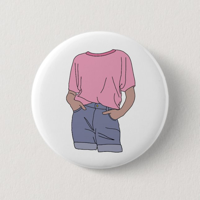 Niedliche rosa Jahr-Mode-Kleidung ästhetisch Button (Vorderseite)