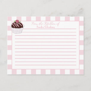 Niedliche rosa Karos Cupcakes Rezeptionskarten Postkarte