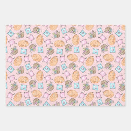 Niedliche rosa Katze Geschenkpapier Set